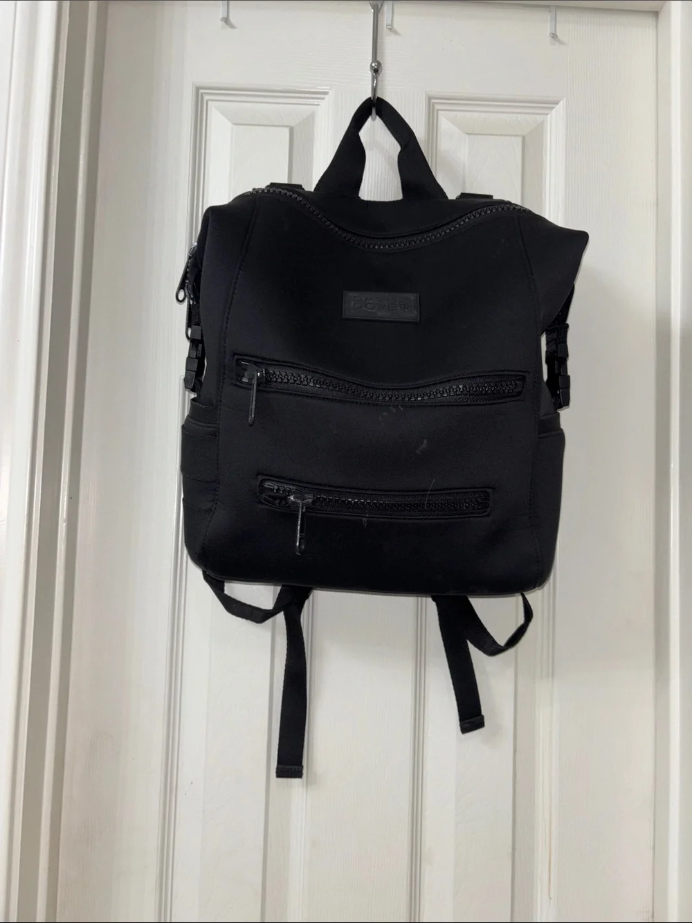 Dagne Dover Black Men's Backpack with Front Zip Pockets